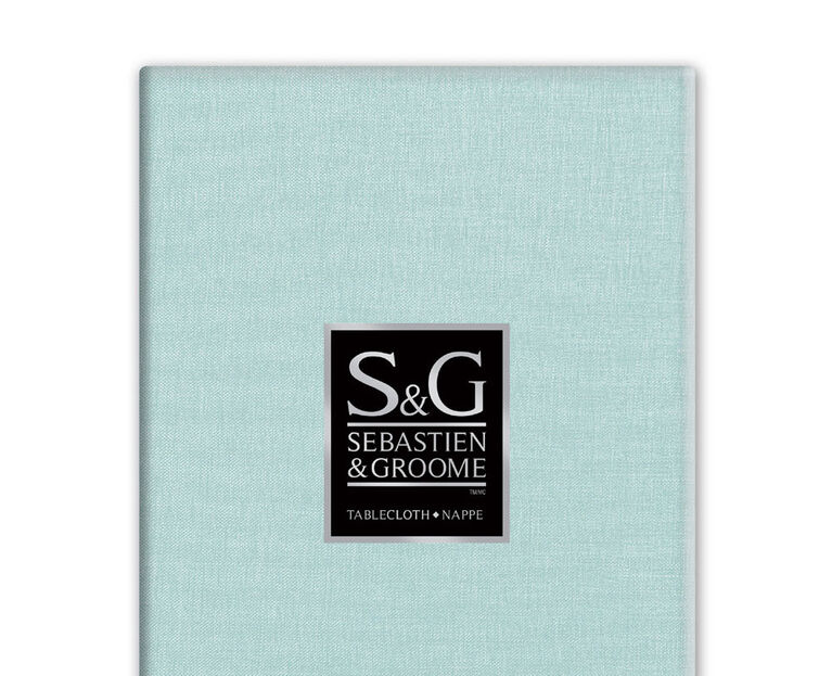 SEBASTIEN & GROOME Linen Look Tablecloth Powder-Blue 60"X144" Oblong