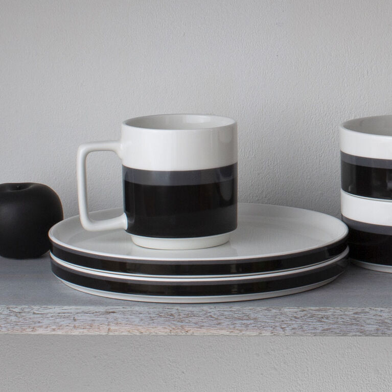 Noritake Colorstax Stripe Black 16-Piece Stax Set