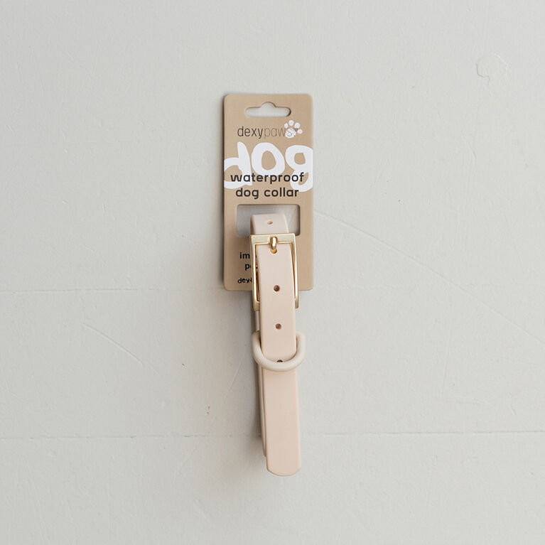 Dexypaws Waterproof Dog Collar in Nude - Size S