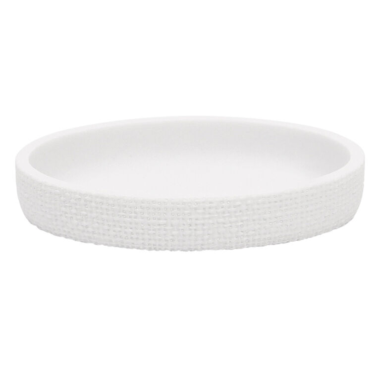 Harman Linen Polyresin Soap Dish 4x6x1" White