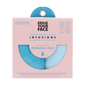 Erase Your Face 2Pc Infused Cloths Set - Hyluronic Acid - Blue