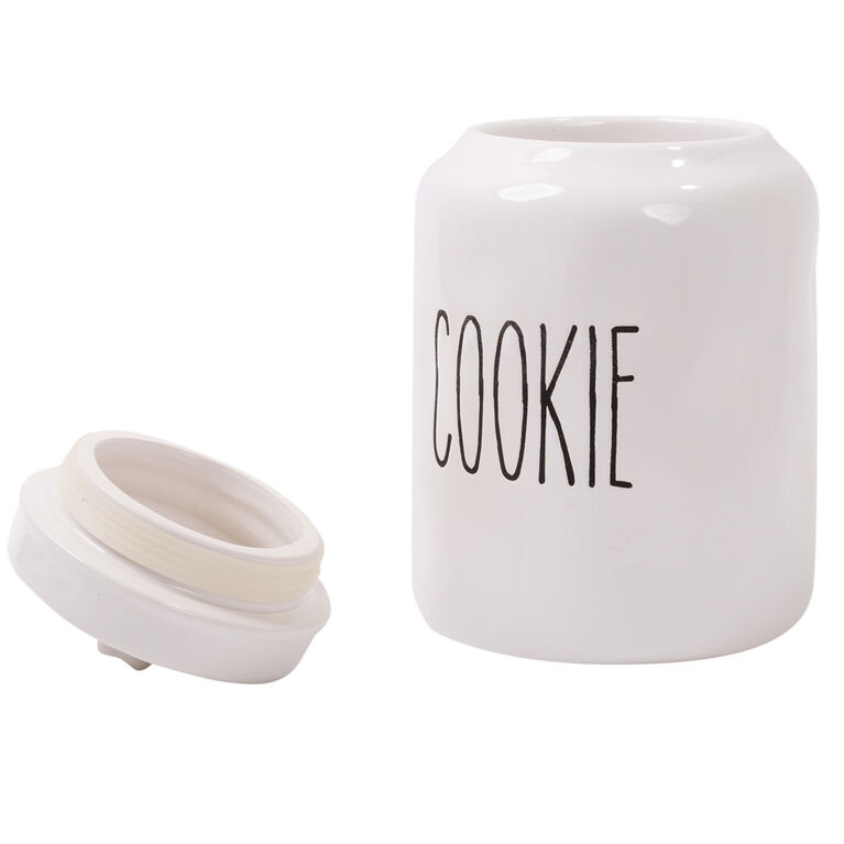 Farmhouse Modern Ceramic Cookie Jar with Lid (White)