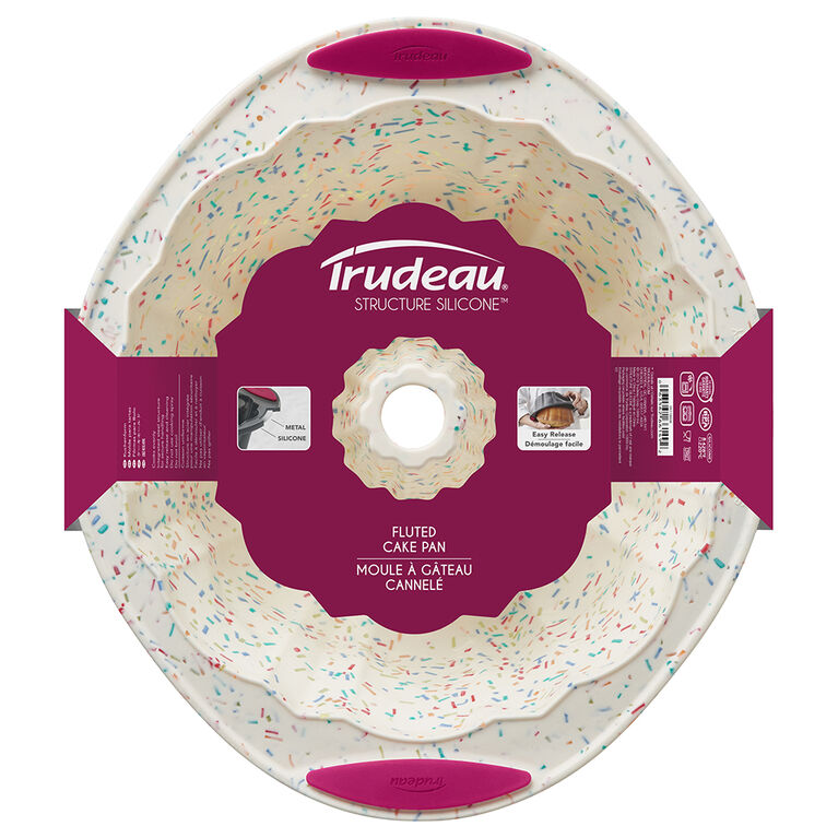 Trudeau Fluted Cake Pan Confetti Fuchsia