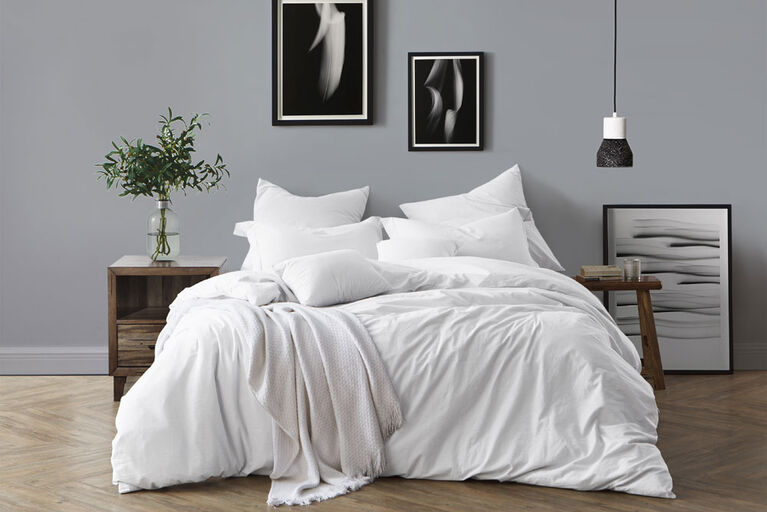 Swift Home Double/Queen Duvet Cover Set - Prewashed Yarn Dyed Cotton, Ivory