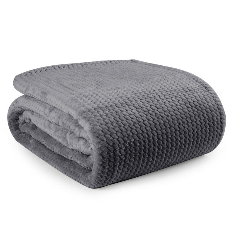 Nemcor Jacquard Velvet Blanket (Full Queen) - Dark Grey