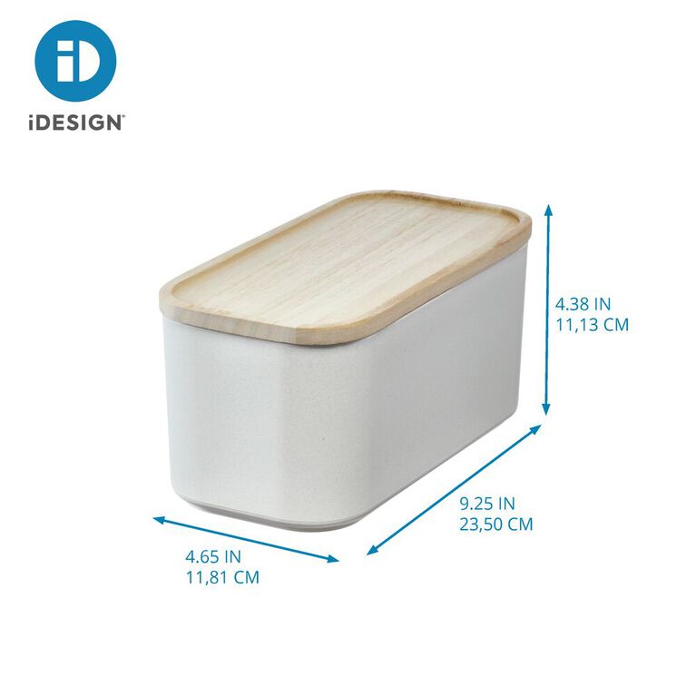 iDesign Storage Bin with Lid, Recycled Plastic, Coconut and Nautral, Beige