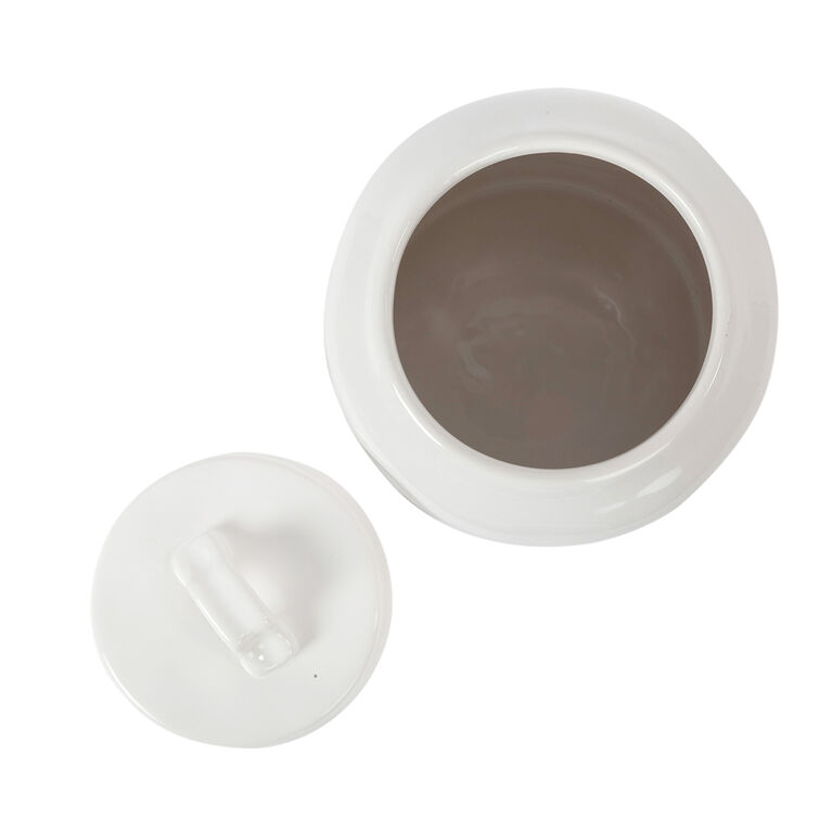 Truu Design Farmhouse Modern Ceramic Tea Jar, 9.5"H x 4"Diameter, White