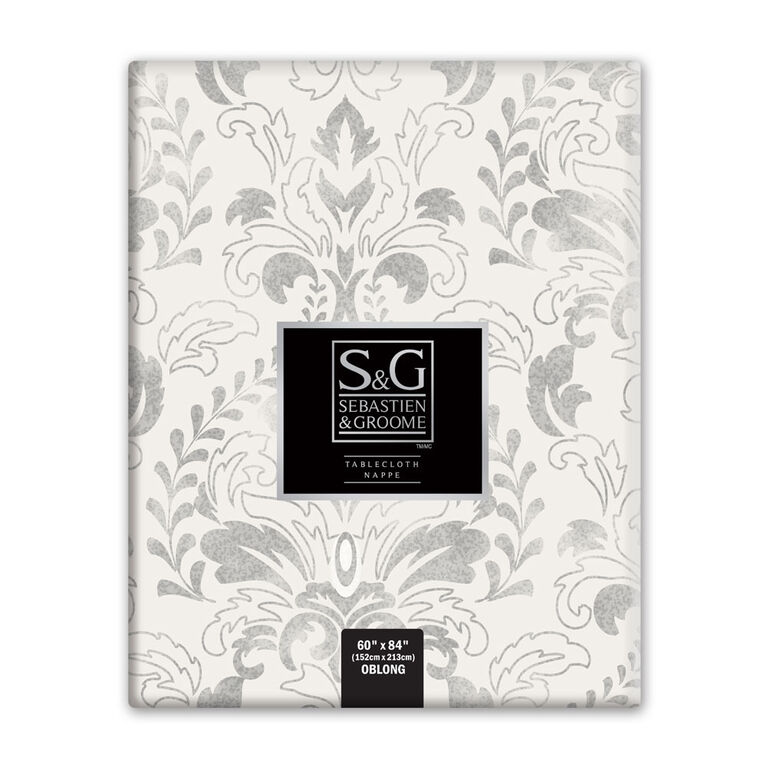 SEBASTIEN & GROOME Walburg Print Tablecloth Grey 60"X84" Oblong