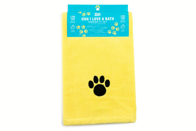 W&W Solid Microfibre Pet Towel Yellow