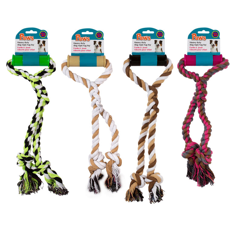 Paws Heavy Duty Rope Tug Toy for Dogs, 18.5"L - colour may vary, selected at random, 1 per order