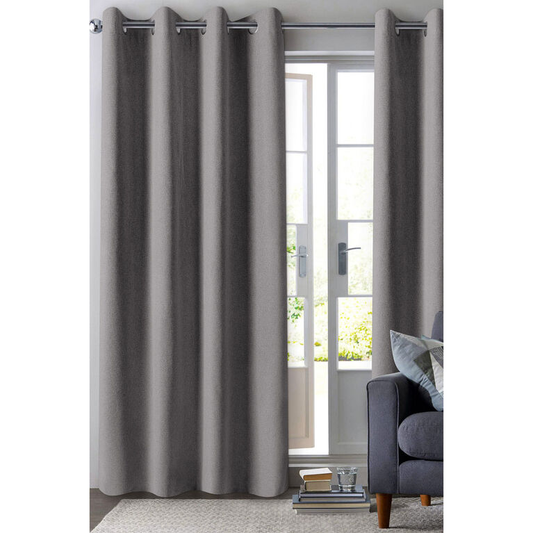 S&CO Faux Linen Look Curtain Charcoal 84
