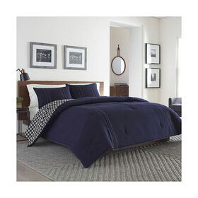S&CO Ryker 7PC Blue Grey White King Comforter Set