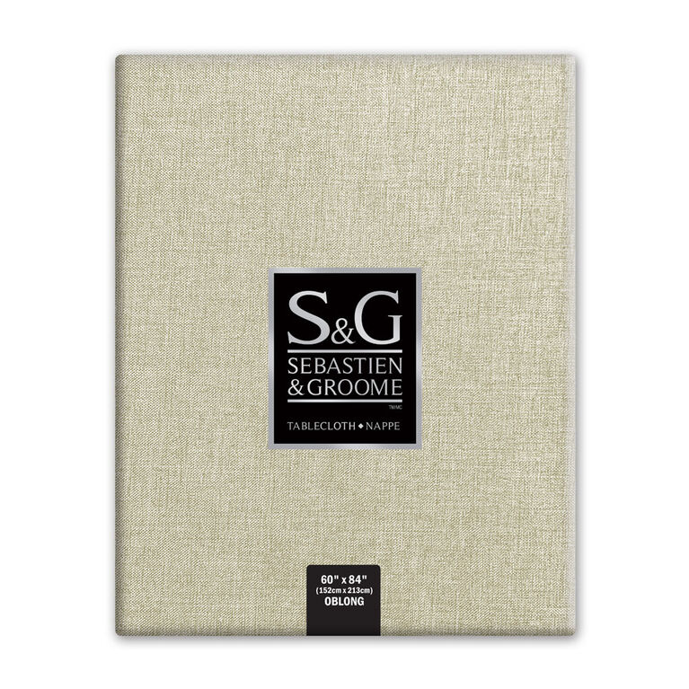 SEBASTIEN & GROOME Linen Look Tablecloth Ivory 60"X84" Oblong