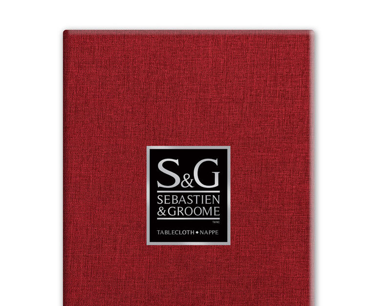 SEBASTIEN & GROOME Linen Look Tablecloth Red 60"X104" Oblong