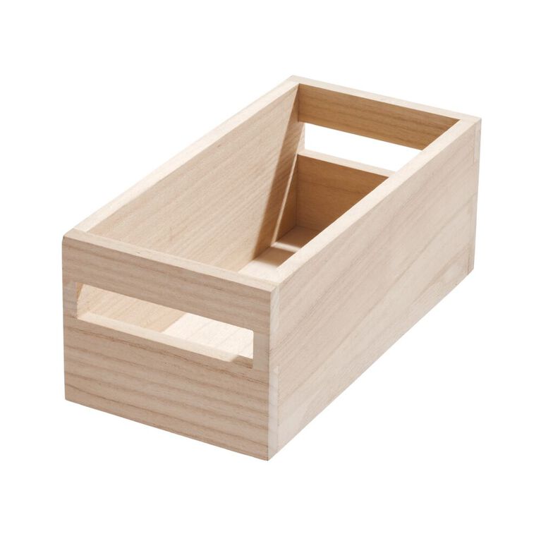 iDesign Wood Handled Bin 5 x 10 x 4.25 Natural