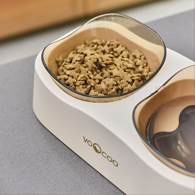 VOOCOO Wave Elevated Pet Food & Water Bowl Duo, Detachable Bowls, Perfect for Dogs & Cats, Ergonomic Elevated Stand.